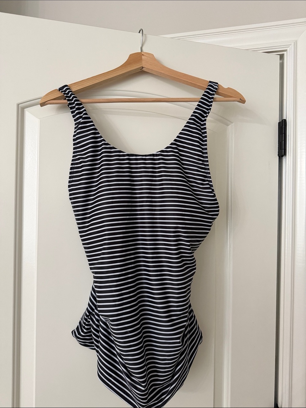 Classic Black & White Striped Women's Swim Top